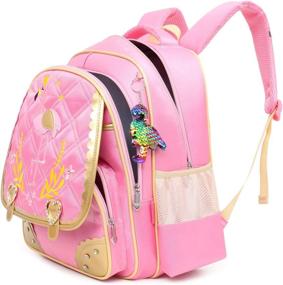 img 1 attached to Dorlubel Flamingo Embroidery Waterproof Princess Backpacks for Kids' Backpacks