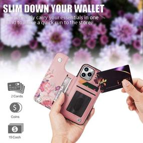 img 2 attached to 🌸 Crosspace Case Compatible with iPhone 11 [6.1 inch,2019 Release], Wallet Case for Women and Girls with Card Holder &amp; Special Design, Premium PU Leather Back Flip Cover Cases - Pink Flower Print