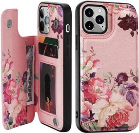 img 4 attached to 🌸 Crosspace Case Compatible with iPhone 11 [6.1 inch,2019 Release], Wallet Case for Women and Girls with Card Holder &amp; Special Design, Premium PU Leather Back Flip Cover Cases - Pink Flower Print