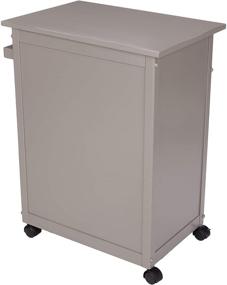 img 2 attached to 🛒 Versatile Kitchen Cart with Cabinet and Towel Bar - Rustic Gray by Amazon Basics