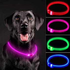 img 4 attached to 🐶 Rechargeable LED Dog Collar - Waterproof Light-Up Collars for Night Walking, Adjustable & Safe Necklace for Small Medium Large Dogs (Pink)