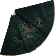 🎄 x.sem dark green 50-inch holly leaf embroidered velvet christmas tree skirt with pleated velvet border logo