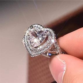 img 2 attached to Exquisite 925 Sterling Silver CZ Heart-Shaped Ring: High-End Fashion Jewelry for Women's Wedding or Engagement - Elegant Micro Inlaid, Multi-Layer Design with Simulated Diamonds