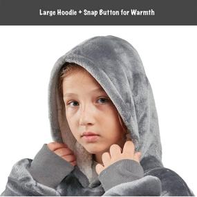 img 3 attached to Oversized Plush Sherpa Wearable Blanket Hoodie - Perfect Teen Girl Gifts and Women's One Size Fits All - Kids 30x28, Grey