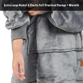 img 2 attached to Oversized Plush Sherpa Wearable Blanket Hoodie - Perfect Teen Girl Gifts and Women's One Size Fits All - Kids 30x28, Grey