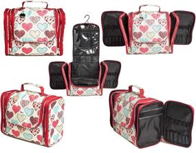 img 2 attached to Palcovi Hearts Pattern Large Capacity Hanging Toiletry Bag - Ultimate Travel Organizer for Full-Sized Toiletries - Dopp Kit with Metal Hook