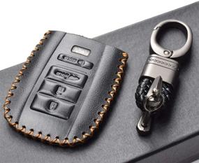 img 1 attached to 🔑 Vitodeco Genuine Leather Smart Key Fob Case for Acura RDX, MDX, ILX, TLX 2016-2020 (4-Button, Black) - Enhanced SEO