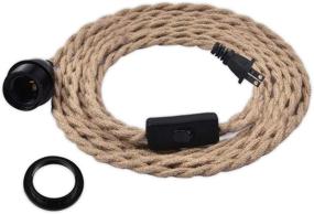 img 3 attached to 🔌 15Ft Plug-in Industrial Pendant Light Cord with Switch, E26 Vintage Twisted Hemp Rope Pendant Lighting Kit for Farmhouse, Pendant Light Extension, DIY Cable