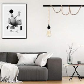 img 1 attached to 🔌 15Ft Plug-in Industrial Pendant Light Cord with Switch, E26 Vintage Twisted Hemp Rope Pendant Lighting Kit for Farmhouse, Pendant Light Extension, DIY Cable