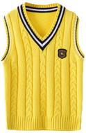 👕 boys' v-neck sleeveless pullover cable knit school sweaters by ezshe logo