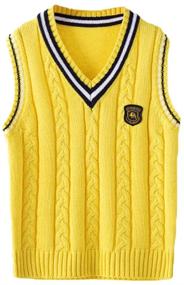 img 1 attached to 👕 Boys' V-Neck Sleeveless Pullover Cable Knit School Sweaters by ezShe