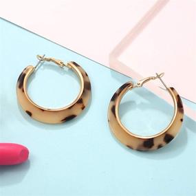 img 2 attached to 👑 Bohemia Statement Dangle Earrings for Women - XOCARTIGE Acrylic Hoop Earrings with Tortoise Resin - Trendy Earring Studs for Girls