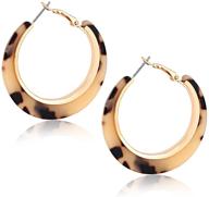 👑 bohemia statement dangle earrings for women - xocartige acrylic hoop earrings with tortoise resin - trendy earring studs for girls logo