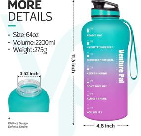 img 1 attached to 💧 Stay Hydrated in Style with Venture Pal 64oz Motivational Water Bottle - Time Marker, Removable Strainer, and Leakproof Design!