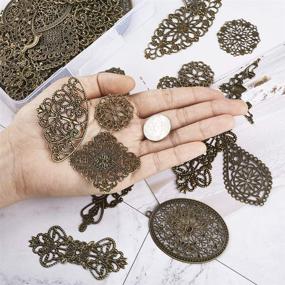 img 2 attached to 📿 MegaPet - 120pcs Antique Bronze Filigree Pendant Links: Mixed Tibetan Metal Charms for DIY Jewelry Making