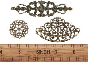 img 1 attached to 📿 MegaPet - 120pcs Antique Bronze Filigree Pendant Links: Mixed Tibetan Metal Charms for DIY Jewelry Making