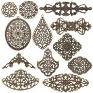 📿 megapet - 120pcs antique bronze filigree pendant links: mixed tibetan metal charms for diy jewelry making logo