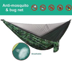 img 2 attached to 🏕️ Camo XL Camping Hammock with Mosquito Net, Rain Fly, and Portable Travel Bug Net - Ideal Camping Equipment & Hammock Tent for Outdoor Hiking, Backpacking, and Travel