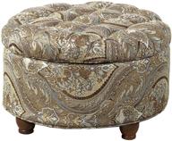 🔘 brown and teal paisley large button tufted round storage ottoman by homepop logo