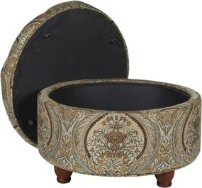 img 3 attached to 🔘 Brown and Teal Paisley Large Button Tufted Round Storage Ottoman by HomePop