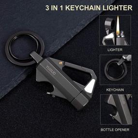 img 2 attached to Yusud Flint Wheel Lighter Fluid Refillable with Bottle Opener & Keychain - Stylish & Durable EDC Lighter