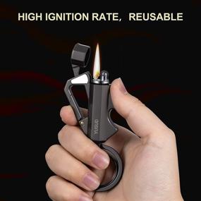 img 3 attached to Yusud Flint Wheel Lighter Fluid Refillable with Bottle Opener & Keychain - Stylish & Durable EDC Lighter