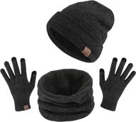 🧣 tagvo winter hat scarf touch screen gloves set - 3 pieces warm thick knit for men women логотип