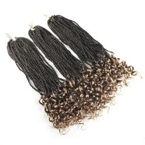 img 3 attached to 👩 18-Inch Box Braids with Curly Ends: 6 Packs of Goddess Senegalese Twist Crochet Hair - Synthetic Extensions for Black Women (18 inch, T1B/27)