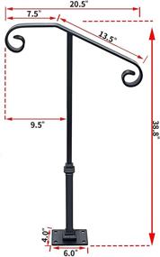 img 4 attached to 🌿 Sturdy Outdoor Handrail: Single Post Wrought Iron Stair Handrail for 1 or 2 Steps - Gray