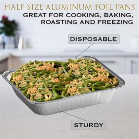 img 2 attached to 🍽️ eHomeA2Z Aluminum Pans Disposable Half Size (30 Pack) - Multipurpose Cooking, Roasting, and Storing Solution for Home, Catering, and Buffet Supplies