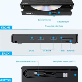img 1 attached to 📀 Apiker External DVD Drive: USB3.0 CD DVD +/-RW Burner with SD Slot, Type C Cord, Carrying Case - Multi-Functional for Laptop, PC & Mac