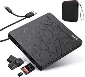 img 4 attached to 📀 Apiker External DVD Drive: USB3.0 CD DVD +/-RW Burner with SD Slot, Type C Cord, Carrying Case - Multi-Functional for Laptop, PC & Mac