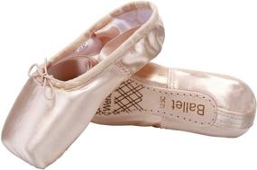 img 4 attached to 🩰 WENDYWU Girls Womens Dance Shoe: Pink Ballet Pointe Slippers with Ribbons, Toe Pads - Black, Pink, Red Flats