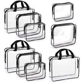 img 4 attached to 👜 Hedume Set of 9 Clear Makeup Bags - TSA Approved Toiletry Bag Set, Waterproof PVC with Zipper Handle - Portable Travel Luggage Pouches