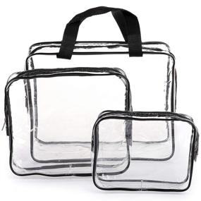 img 3 attached to 👜 Hedume Set of 9 Clear Makeup Bags - TSA Approved Toiletry Bag Set, Waterproof PVC with Zipper Handle - Portable Travel Luggage Pouches