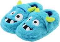 👾 vlly boys monster slippers for kids - warm, comfy, cute house bedroom shoes with hook and loop logo