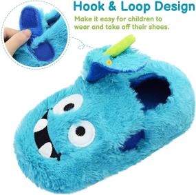 img 2 attached to 👾 VLLy Boys Monster Slippers for Kids - Warm, Comfy, Cute House Bedroom Shoes with Hook and Loop