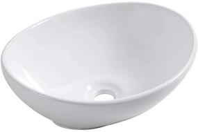 img 4 attached to 🚽 Sarlai Oval Vessel Sink - 16"x13" White Porcelain Ceramic Bathroom Art Basin