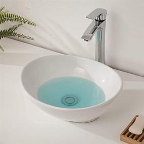 img 3 attached to 🚽 Sarlai Oval Vessel Sink - 16"x13" White Porcelain Ceramic Bathroom Art Basin