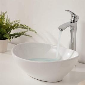 img 1 attached to 🚽 Sarlai Oval Vessel Sink - 16"x13" White Porcelain Ceramic Bathroom Art Basin