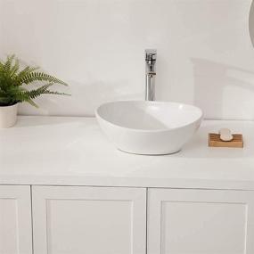 img 2 attached to 🚽 Sarlai Oval Vessel Sink - 16"x13" White Porcelain Ceramic Bathroom Art Basin