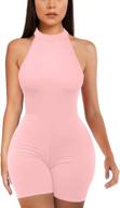 👗 beagimeg sleeveless bodycon jumpsuit for women - high neck short romper, perfect for party logo