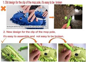 img 2 attached to 🧹 Xifando Mini Microfiber Chenille Cartoon Flat Dust Mop for Kids - Detachable, 360° Rotation, Extension-Type (Green)