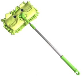 img 4 attached to 🧹 Xifando Mini Microfiber Chenille Cartoon Flat Dust Mop for Kids - Detachable, 360° Rotation, Extension-Type (Green)