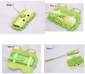 img 1 attached to 🧹 Xifando Mini Microfiber Chenille Cartoon Flat Dust Mop for Kids - Detachable, 360° Rotation, Extension-Type (Green)