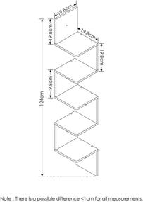 img 3 attached to 📚 Stylish Space-Saving Solution: FURINNO 5 Tier Mount Floating Corner Square Wall Shelf in French Oak Grey/Black