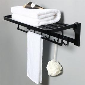 img 4 attached to 🛀 Alise Towel Rack Bathroom Folding Shelf with Swing Towel Bar, 5 Hooks - Wall Mount, Heavy Duty SUS304 Stainless Steel, Matte Black Finish