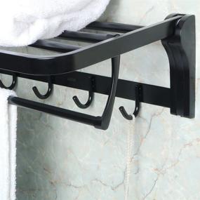 img 1 attached to 🛀 Alise Towel Rack Bathroom Folding Shelf with Swing Towel Bar, 5 Hooks - Wall Mount, Heavy Duty SUS304 Stainless Steel, Matte Black Finish