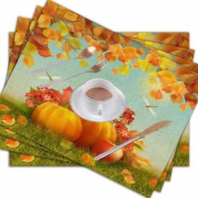 img 2 attached to 🦃 Premium CNNLUG Thanksgiving Dragonfly Placemats: Heat Resistant and Stylish