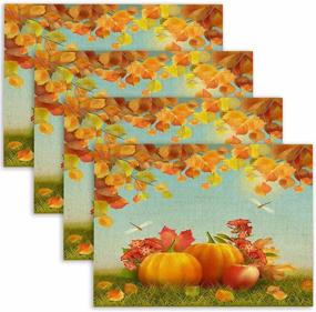 img 4 attached to 🦃 Premium CNNLUG Thanksgiving Dragonfly Placemats: Heat Resistant and Stylish